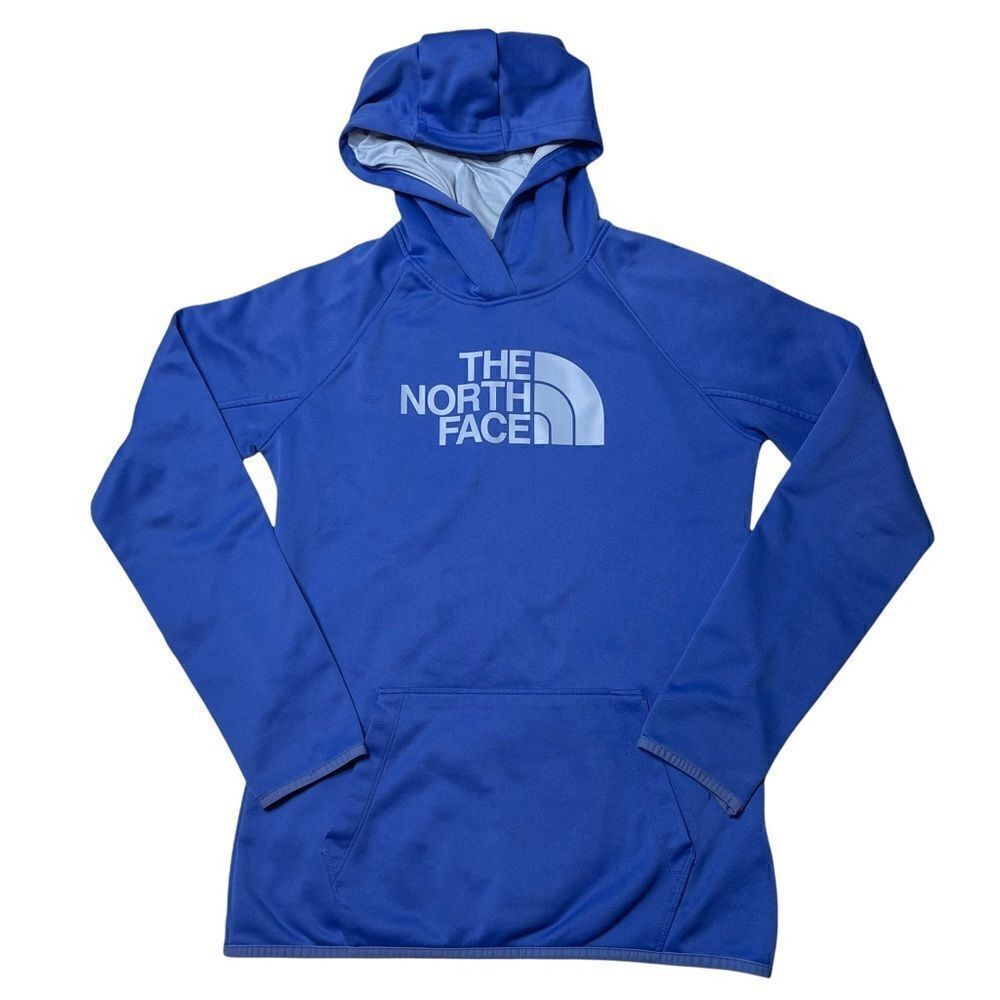 The‎ North Face Blue Logo Pullover Hoodie Sweatshirt Women’s Sz Medium Pocket